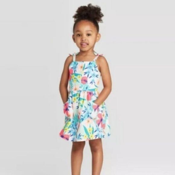 NWT 2T Cat & Jack Floral Tank Dress Sundress - Picture 1 of 2